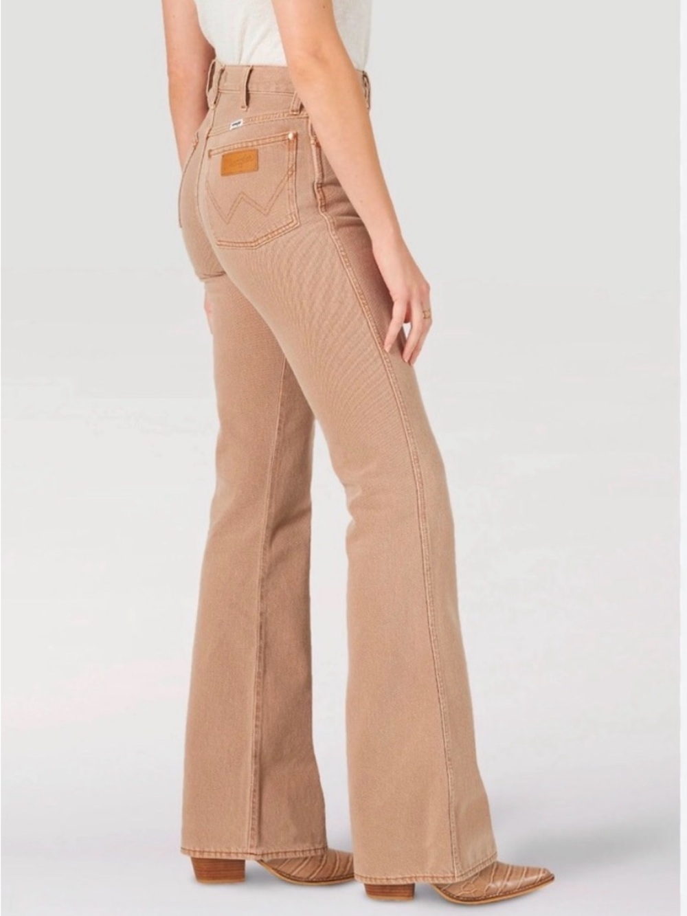 Wrangler High-Rise Wide Leg Jeans — Tan